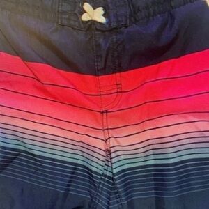 Kids Swim Trunks with Pink and Blue Stripes
